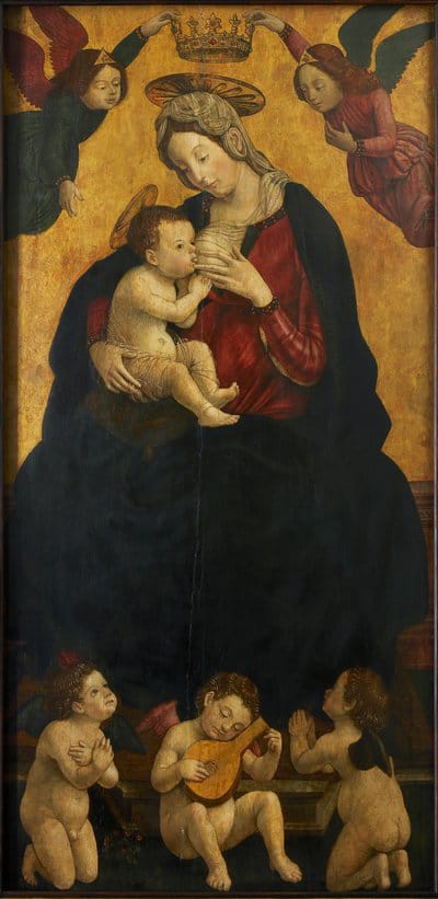 MiguelCalabria3's tweet image. Buongiorno!

Veglia,o Regina d’amore e di dolore,
Benedici,o Maria, tutte le mamme,
Fortifica,o Maria, tutte le mamme,
Santifica,o Maria, tutte le mamme.

🎨Spanzotti, Giovanni Martino
Madonna del Latte con angeli musicisti,1490-1500 
 Museum Mayer van den Bergh, Antwerp #Belgium
