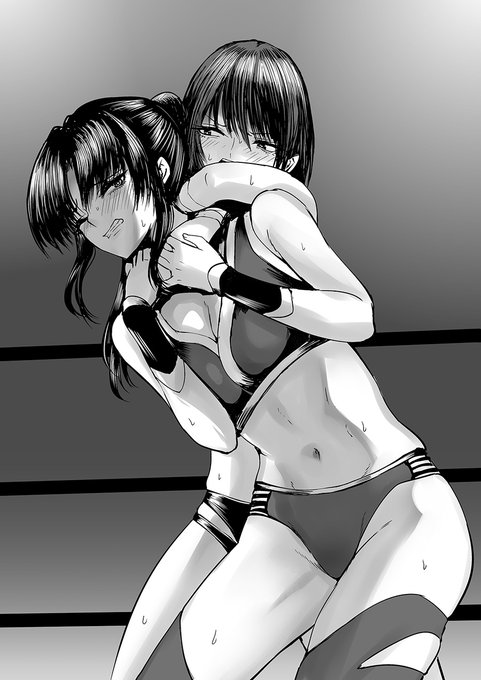 女子プロレス 締め×耐え #イラスト