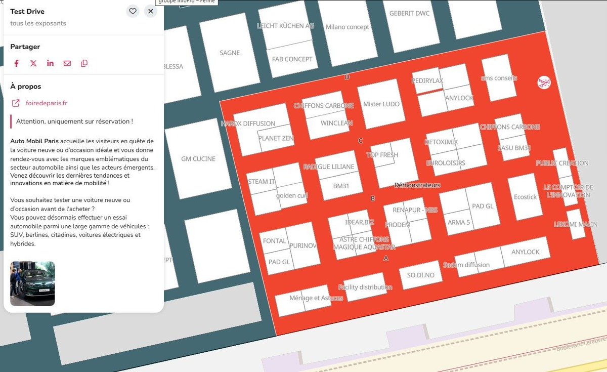 planinteractif's tweet photo. Nouvelle fonctionnalité sur le plan de la @foiredeparis  !
Vous pouvez désormais accéder à la liste complète des événements du salon.
https://t.co/ATWFANYo5R 
#foiredeparis #foire2026 https://t.co/eFGNfMXJ3h