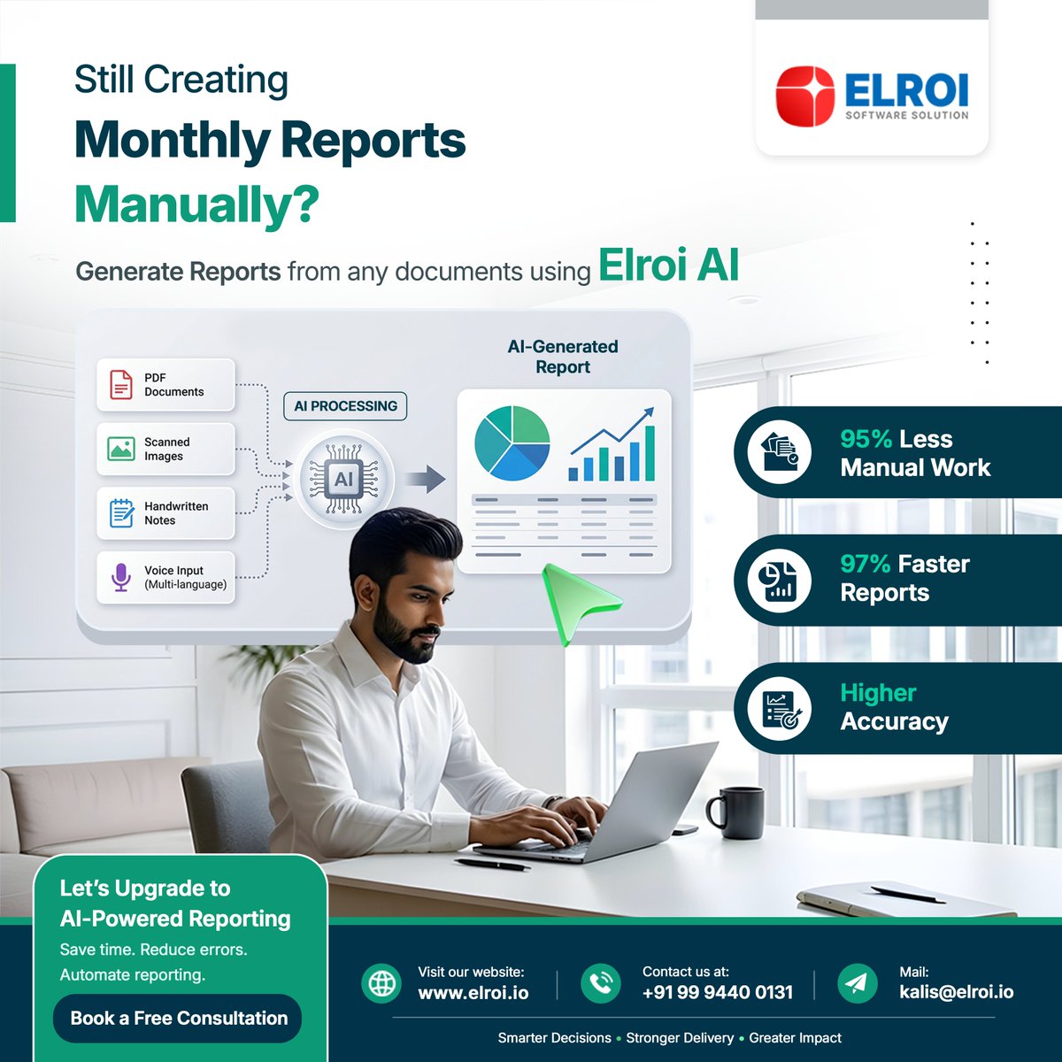 Elroi_Software's tweet image. One of our clients was spending hours every month creating reports manually, dealing with scattered data, delays, and frequent errors.
We helped them transform this process using @Elroi_Software  AI.

#AI #Automation #BusinessEfficiency #Reporting #Elroi #DigitalTransformation