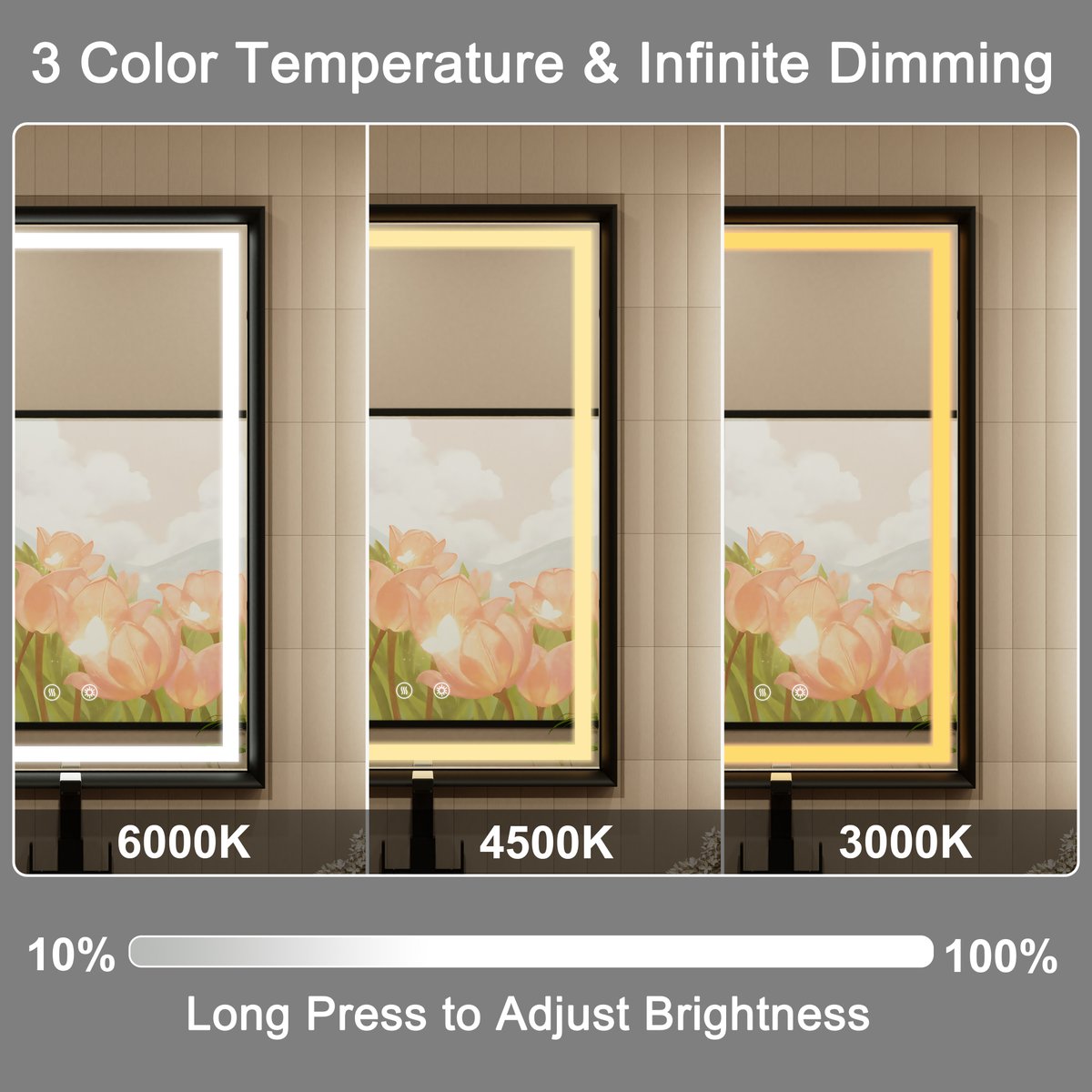 JSneijder2024's tweet image. Perfect for makeup &amp;amp; shaving🧴
24x36’’ LED bathroom mirror with solid black frame.
5mm scratch-resistant HD glass, soft front lights.
3 CCT settings, stepless dimming tech.
Built-in memory and defogging function for comfort.
amazon.com/dp/B0DMSQ2ZNM
#BathroomGoals #SmartHome