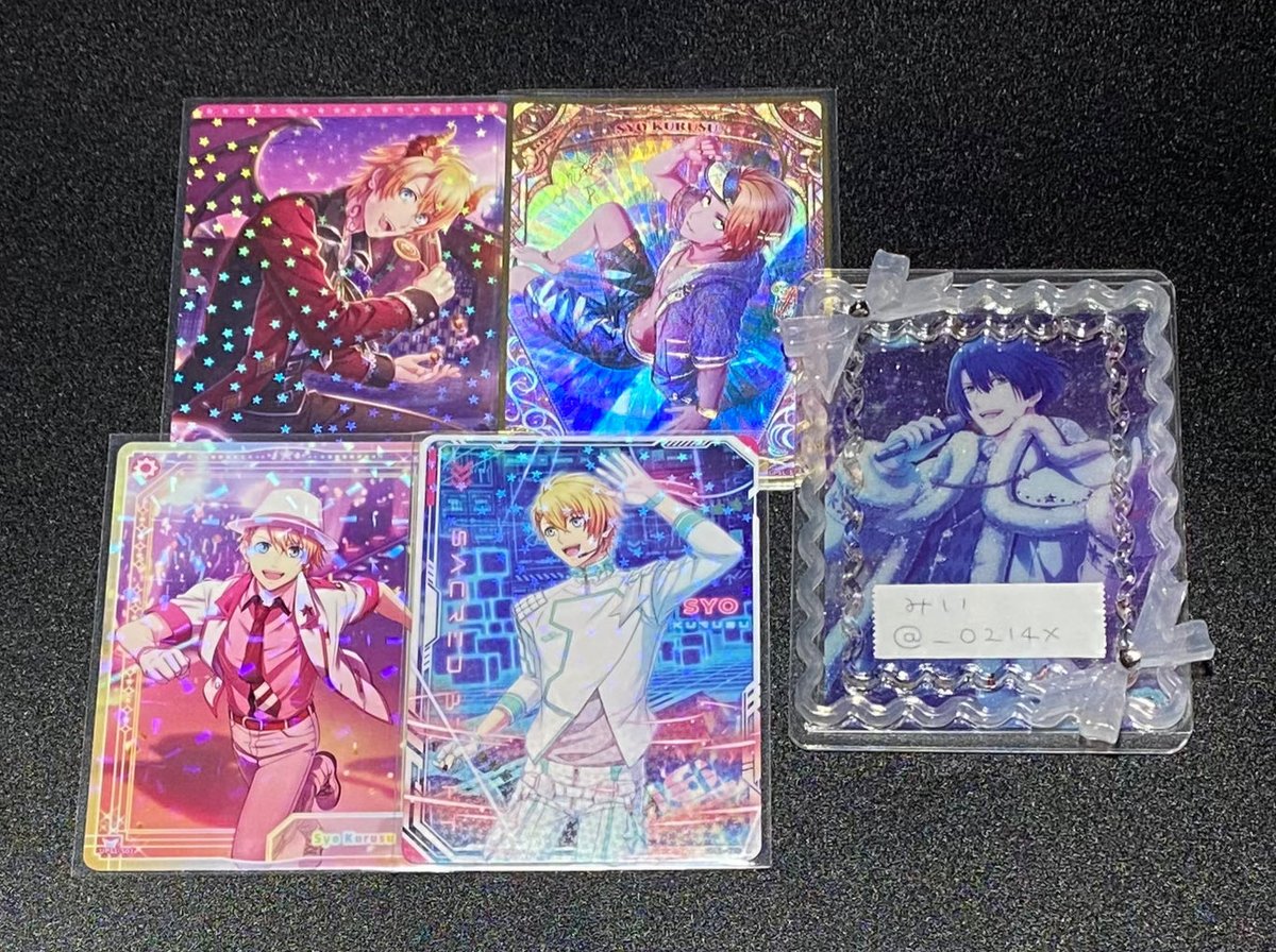 __O214x's tweet photo. @babytona 初めまして、検索よりお声掛け失礼致します。こちらの翔を4点所持しております。別にポストされているものも含め同種真斗（TMrのみ嶺二）と4:4で郵送交換していただくことは可能でしょうか？ご検討よろしくお願い致します。 https://t.co/M2HnbRChHN