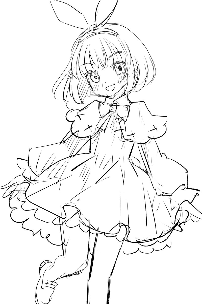 ちなみにだらだらモードの時はちゅういりょくがさんまんしてるので
すぐいきぬきで別の絵にも手をつけちゃいます
(キャラ絵のアタリとるときはだいたいこんな感じ) 