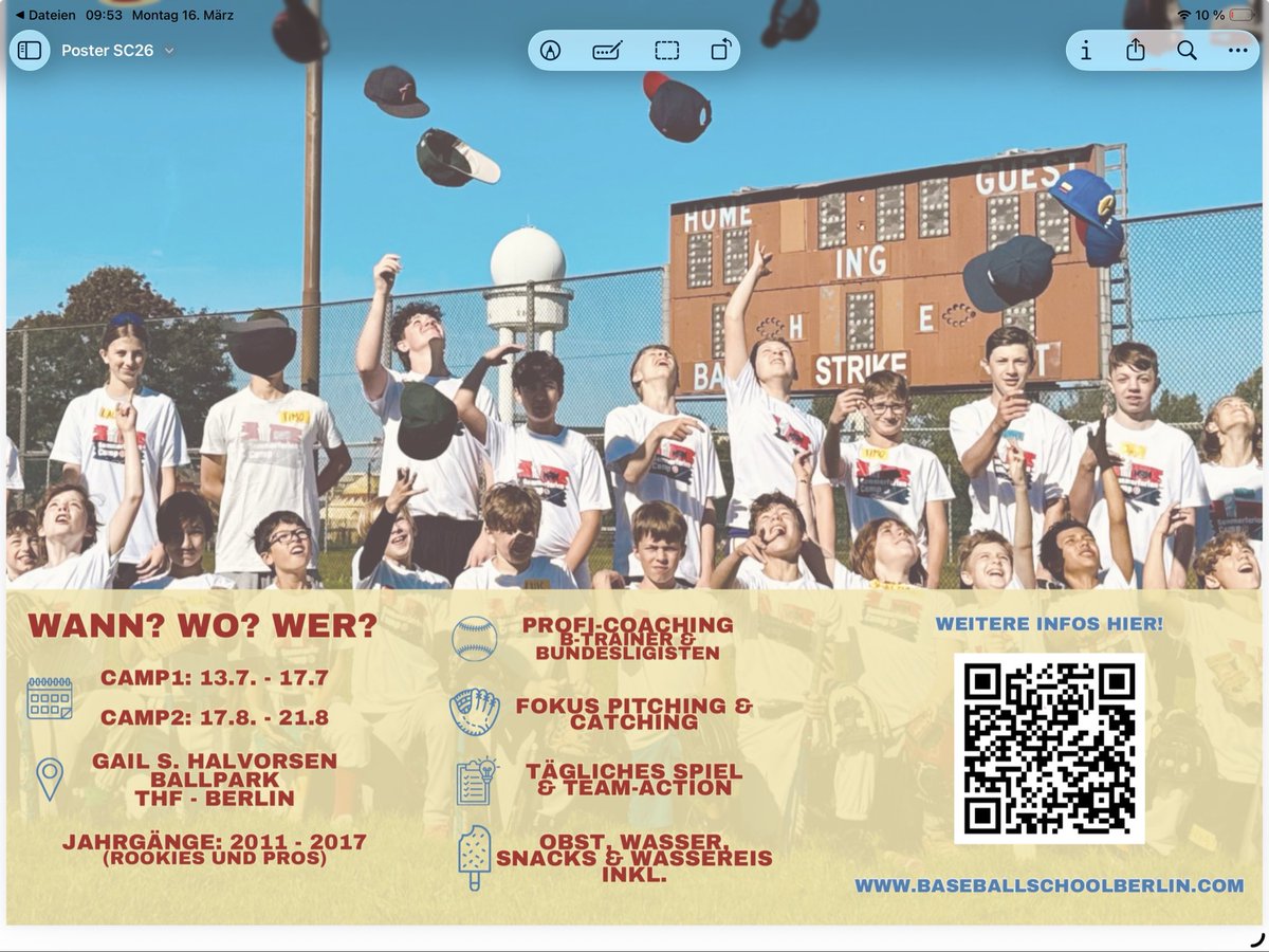 baseball_berlin's tweet photo. Ein schönes Wochenende an ALLE! Dieses Jahr bieten wir unterschiedliche Aktivitäten an. Sommer Camp für Kids zu Beginn und am Ende der Ferien. An Pfingsten findet ein cooles Baseballturnier auf dem Tempelhofer Feld statt und während auch die Berlin Candy Bombers sind BIZZACK! https://t.co/cDt9ILI3V2