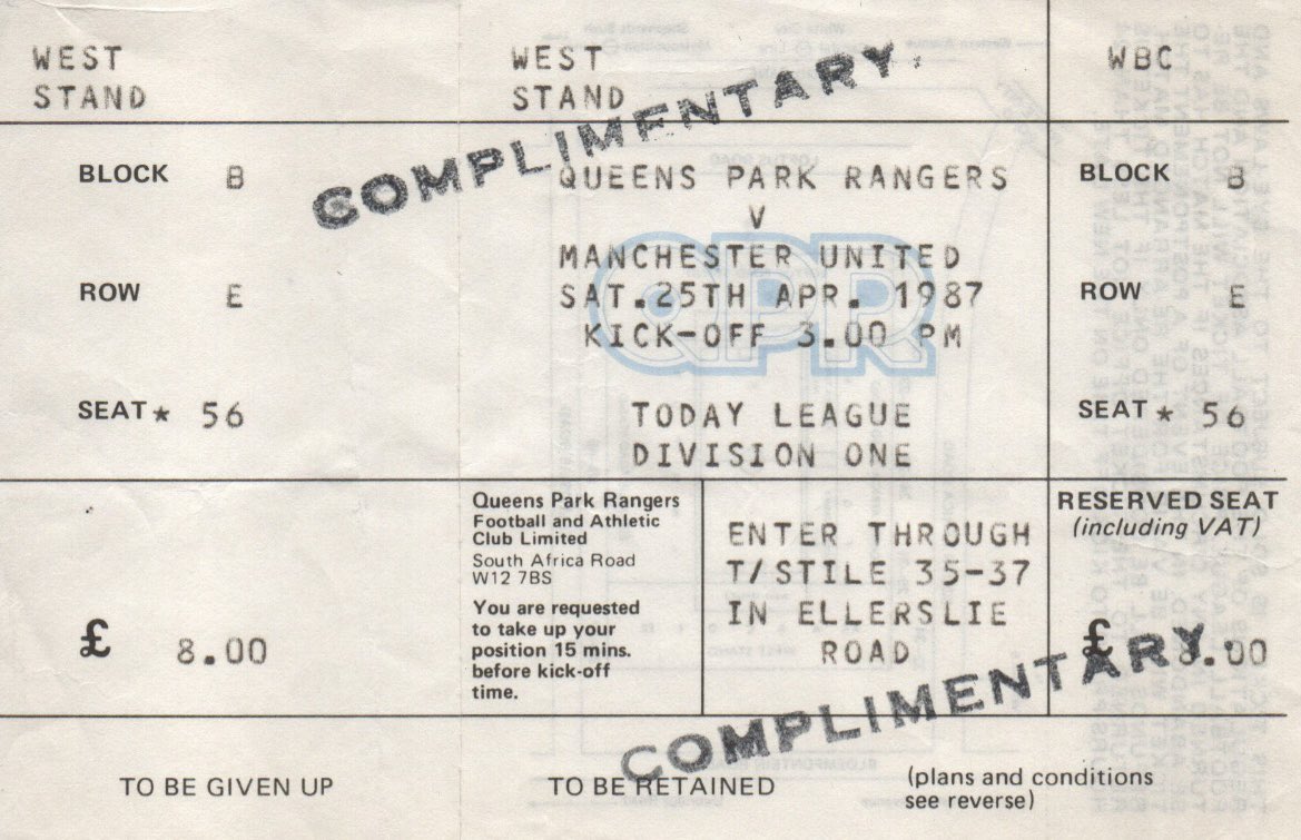 jimbriggs2_jim's tweet image. 25th April 1987 a League Division Dividion One game at Loftus Road. Gordon Strachan gave United the lead early in the 2nd half only for John Byrne to equalise for QPR. The 1-1 draw left United 11th in the table. Attendance 17,414.
#ManchesterUnited #ManUtd #MUFC #UTFR #GGMU