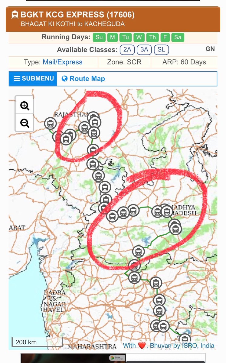Highlighting the highly circuitous route of Train 17606. The current zig-zag trajectory significantly increases travel time between Jodhpur and Hyderabad. Requesting <a href="/RailMinIndia/">Ministry of Railways</a> to consider a more streamlined route to improve operational efficiency and passenger convenience.