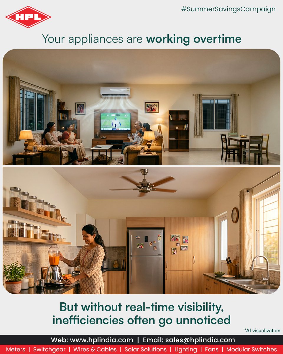 HPL_Official's tweet image. Summer shouldn’t spike your bill ☀️⚡
Track smarter, use better, and stay in control of every unit. Comfort stays, waste goes.

#SmartEnergy #EnergyEfficiency #SmartMetering #PowerManagement #HPLIndia