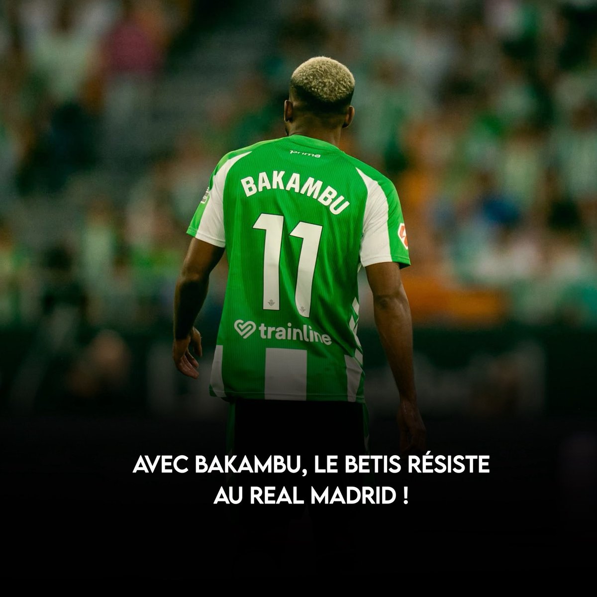DavidBit5's tweet photo. Avec Bakambu, Le Betis résiste au Real Madrid ! 🐆🇨🇩

Au terme d'un duel acharné, le Real Betis a obtenu le point du nul (1-1) face au Real Madrid grâce à une égalisation tardive. 

Le club de Séville, qui a aligné l'international congolais Cédric Bakambu au coup d'envoi avant de le remplacer à la pause, conserve sa 5e position au classement avec 50 points après 33 journées. 

Les Andalous se tournent désormais vers la réception du Real Oviedo la semaine prochaine.