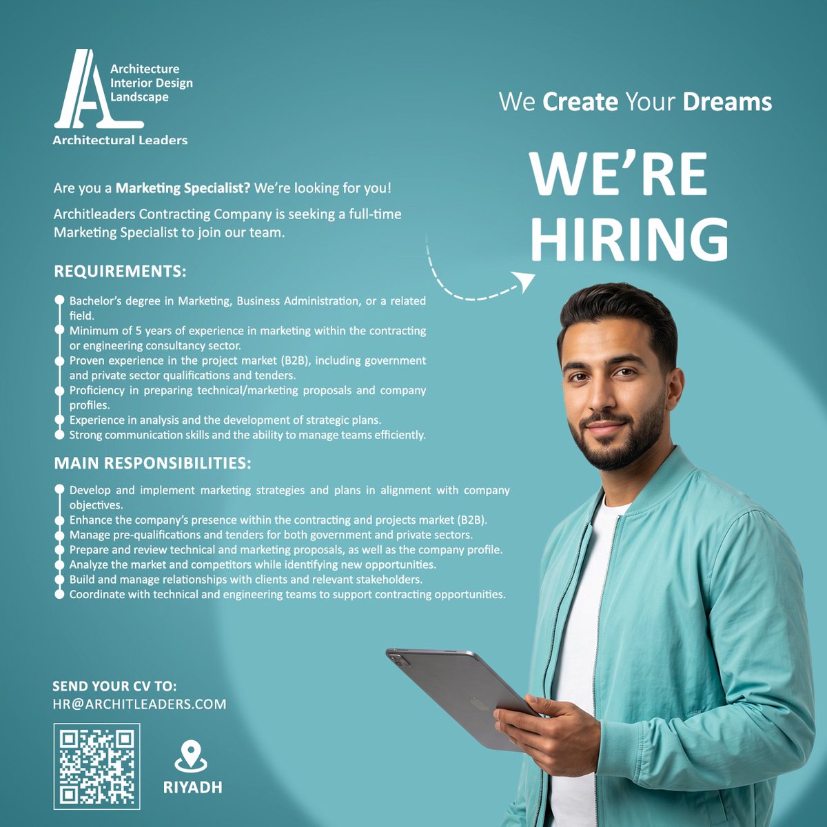 ArLeaders's tweet image. We’re hiring! Architectural Leaders is looking for a Marketing Specialist in Riyadh.

📍 5+ years AEC experience 📈 B2B &amp;amp; Tenders focus
Check the image for details. 👇

📩 Apply: HR@ARCHITLEADERS.COM

#Hiring #RiyadhJobs #AEC #Marketing
