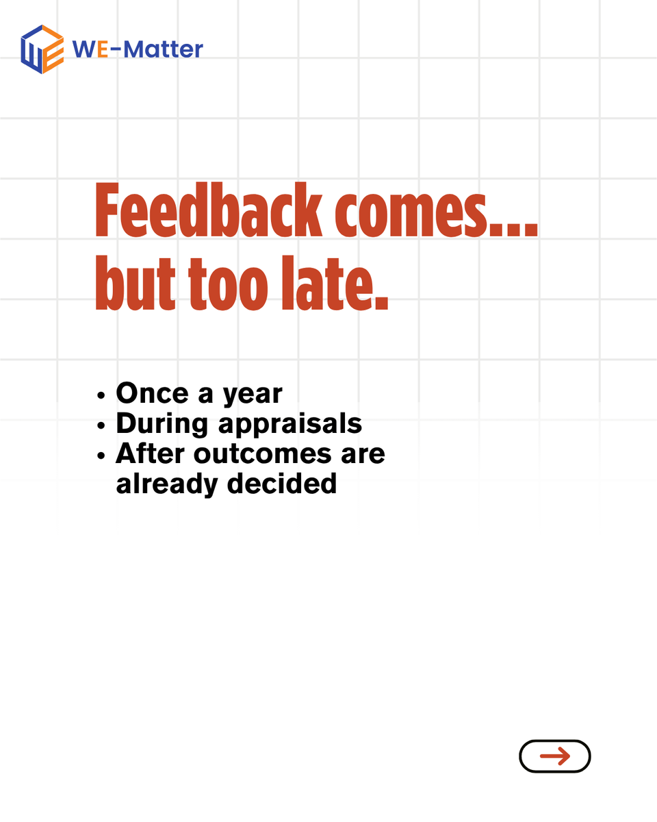 Wematter_global's tweet image. When performance feels unfair, feedback should fix it, but in BFSI, it often doesn’t.  
Late, generic, appraisal-only feedback fails to guide improvement. Gaps repeat, frustration grows, and nothing changes. 

we-matter.com/en

#BFSI #ContinuousFeedback #EmployeeEngagement
