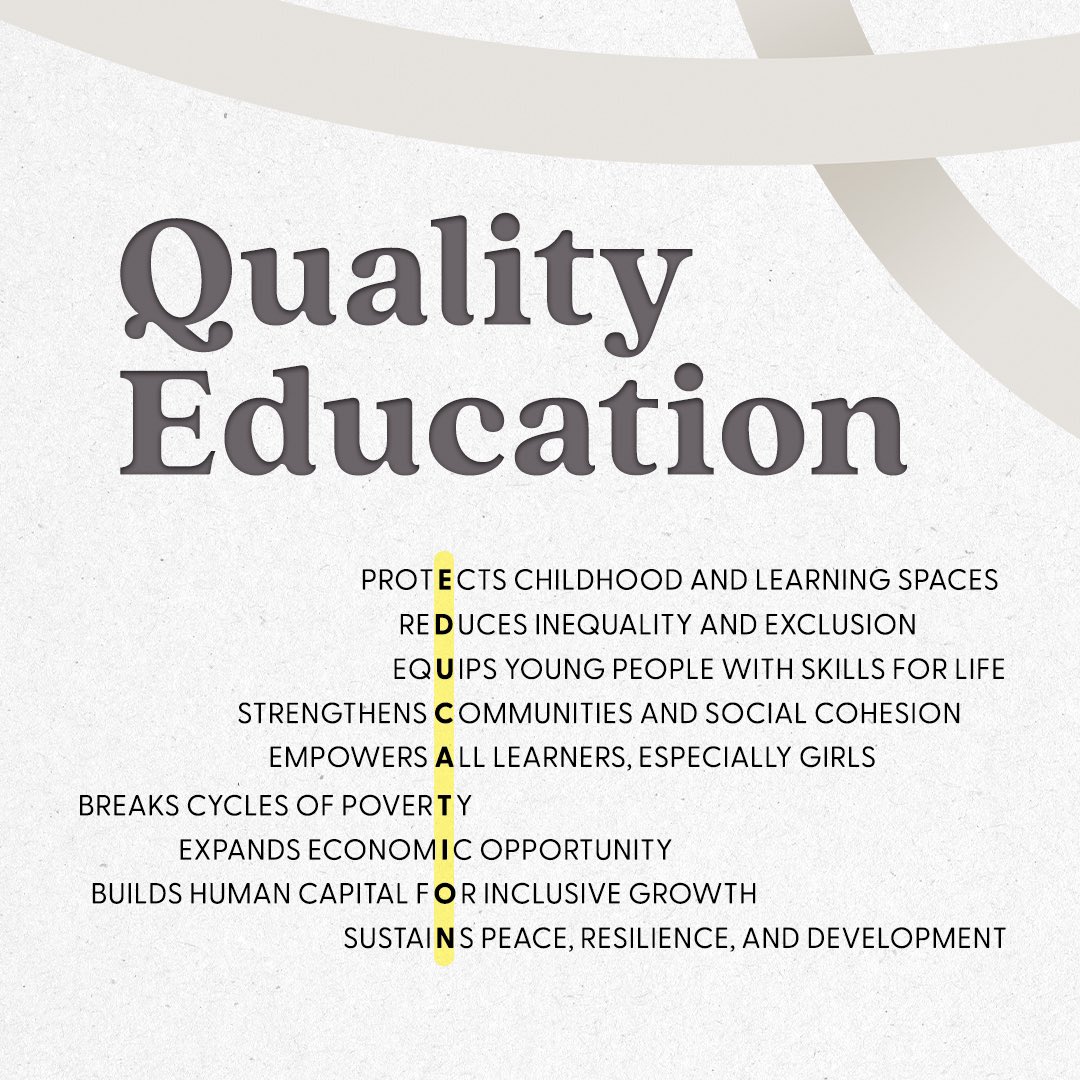EAA_Foundation's tweet photo. Quality education is not a luxury.

It protects childhood, reduces inequality, and equips young people for life.

Strengthening communities, expanding opportunities, and sustaining peace.

Because education is a smart investment in our shared future. https://t.co/h9onD0Xr4o