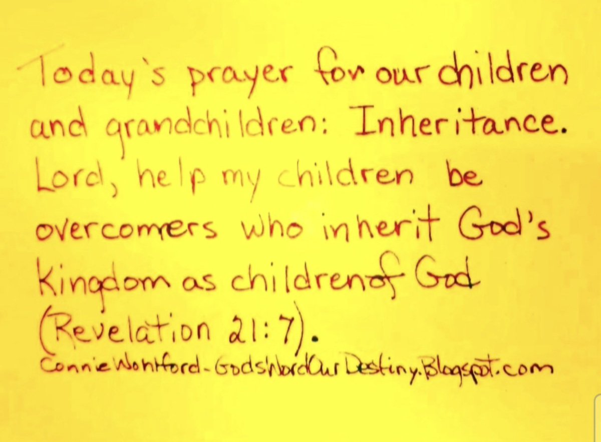 wohlford_connie's tweet photo. Today for our #children and #grandchildren: inheritance.
#inheritance #overcomes #Revelation #inheritGodsKingdom #GidsKingdom #KingdomOfGod #childrenofGod #GodsWordOurDestiny https://t.co/vyuBZ30S8Y