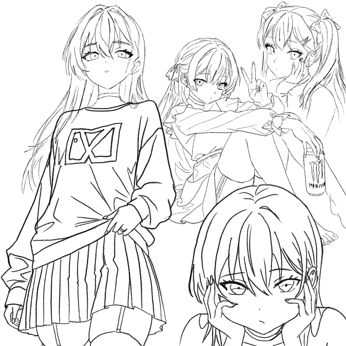 _P973's tweet photo. Some sketches because lazy. What are your plans for the weekend? https://t.co/t73LfbEY4d