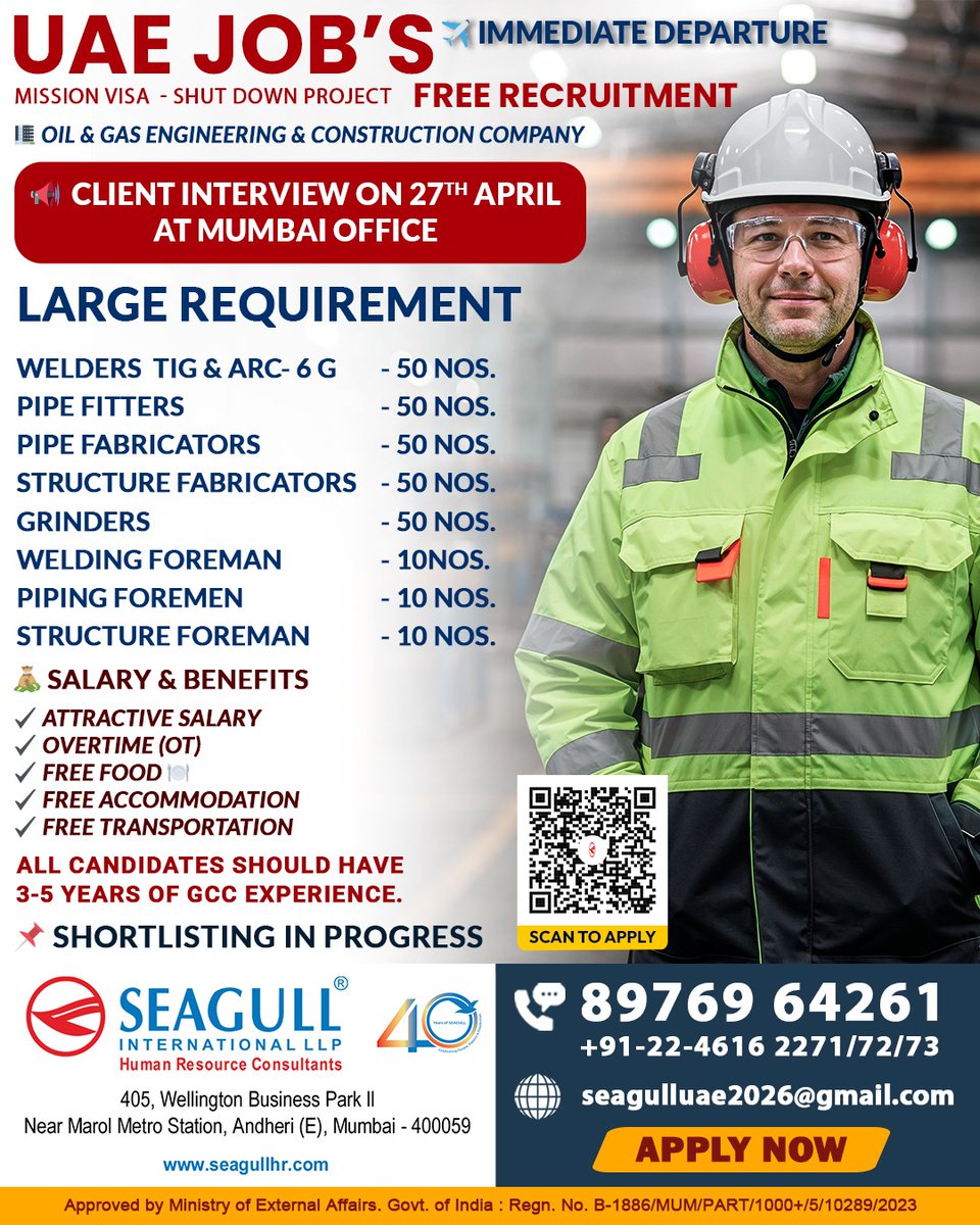 hrd1_seagull's tweet image. 🚨 UAE  jobs – apply now!  

📍 Gain valuable global career experience  

✅ Be part of a team delivering exceptional results  

📌 Shortlisting underway – apply today!  

#ApplyNow #ShortlistingInProgress #GlobalJobs #ImmediateHiring #SeagullInternational