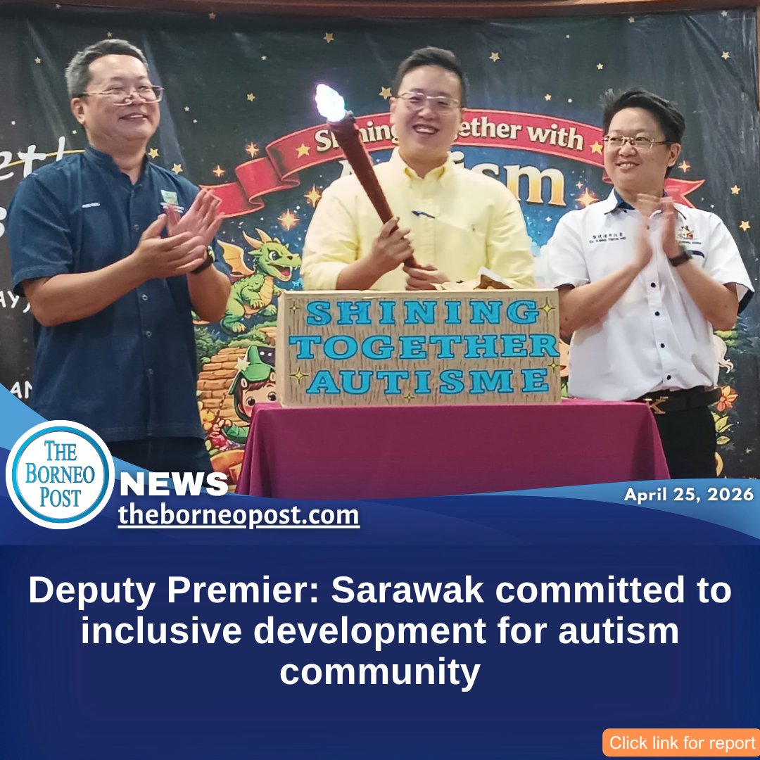 theborneopost's tweet image. Sarawak remains committed to inclusive development and stronger support for persons with autism, aiming to build a more compassionate and united society, says Deputy Premier Datuk Amar Dr Sim Kui Hian.
theborneopost.com/2026/04/25/dep…

#Sarawak #AutismAwareness #Inclusion #DrSimKuiHian