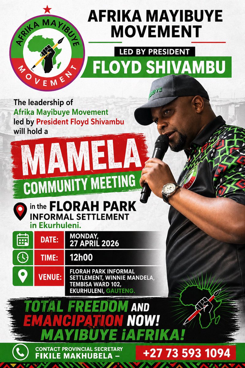 FloydShivambu's tweet photo. Tomorrow we are in Soweto and on Monday we are in Tembisa. The mandate remains Total Freedom and Emancipation Now! No surrender! No retreat! Mayibuye iAfrika! https://t.co/1s9RVwBIxJ