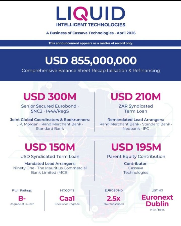 SilverKayondo's tweet photo. Congratulations to the team at Liquid Technologies
#Tech #CorporateFinance #Syndication #Africa https://t.co/s8q7yrq0wd