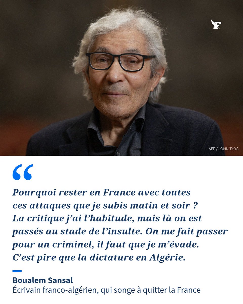 Le_Figaro's tweet photo. EXCLUSIF - Sur le point d’entrer à l’Académie royale de Belgique, l’écrivain franco-algérien récemment libéré de prison se confie sur les raisons qui pourraient le pousser à l’exil, dénonçant les attaques d’une «poignée d’oligarques de la pensée».
→ https://t.co/xsunvmiWWl https://t.co/aoShKiju4G
