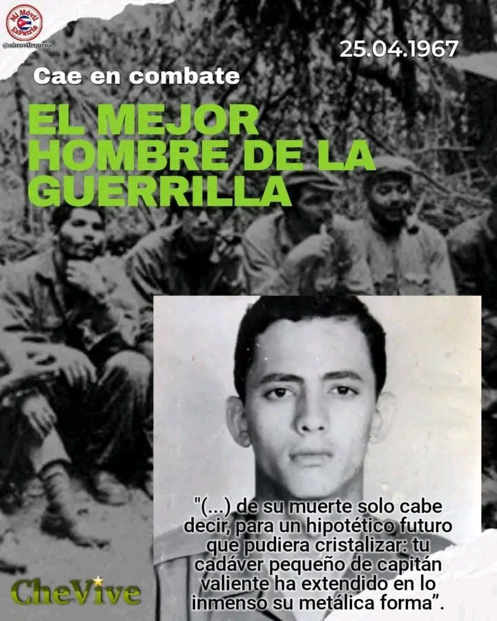 Eliseo Reyes (Capitán San Luis), un hombre del Partido, de la Revolución a la que se consagró y por la cual luchó sin reparos. Fundador del MININT, cayó en Bolivia como parte de la guerrilla del Che.
Su ejemplo perdura e inspira a las actuales generaciones.
#CubaViveEnSuHistoría
