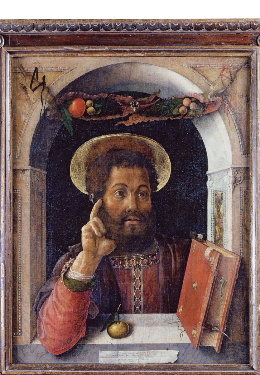Andrea Mantegna  St Mark the Evangelist, ca. 1448 – 1451  (Städel Museum, Frankfurt am Main)

25 Apr is the Feast of St. Mark.
