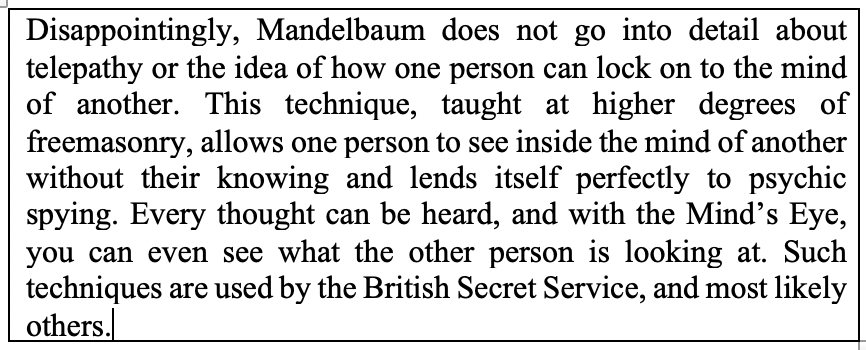 Imrah_Baines's tweet image. Waiting for the helicopter...
Working on a couple of books and wrote this. Perhaps the MI5 occultists will make the dog bark or put a siren on soon.
Ironic, considering they used their telepathic occult knowledge to make me again last night.
amazon.co.uk/Mind-Masonic-S…
#telepathy