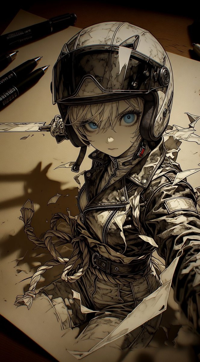 WaifuAI_Studio's tweet photo. Manga magic in motion! ✨ This fierce biker warrior with her intense blue eyes is bursting right out of the sketch. I love the raw, detailed aesthetic of the helmet and jacket design. It's like she's about to hit the open road! 🏍️🎨

#Detailliert #MangaArtwork #ArtIsLife https://t.co/tInjdvmHdH