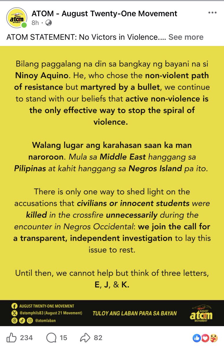 chairmeowzedawg's tweet photo. ATOM and Liberal Party Spokesperson, btw.

Ang Akbayan? Si Risa Hontiveros? Si Chel Diokno? Si Perci Cendana?

O baka busy pa ang Akbayan Youth UST chapter diumano sa pag-iba ng AFP at NTF-ELCAC?

The Good Left. https://t.co/T6xclX6tRg