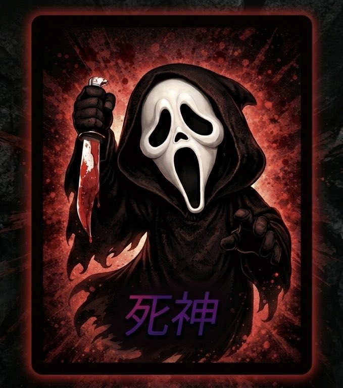 sametable215's tweet photo. ゲムマ新作『お前の話は怖くない』
キャラカード紹介「死神」

万物の命を奪う「死神」
定命のものから恐れられる古強者ならぬ古怖者
この「死神」が最恐バトルに参戦したら…
どんな「噂」を流すのでしょうか

ご予約
https://t.co/BVvSpgjWhX

#ゲームマーケット2026春 
#ゲムマ2026春
#ボードゲーム https://t.co/jyTDQ5A1iF