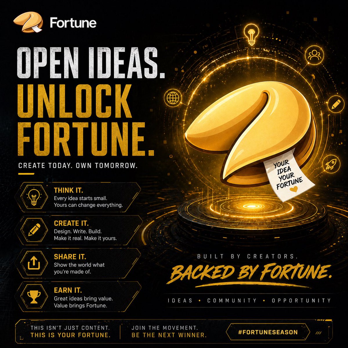 Olalere_1's tweet image. No luck. Just build. 🔓  
Ideas → Action → Fortune.  

#FortuneSeason #BuildToEarn @fortuneglobal_