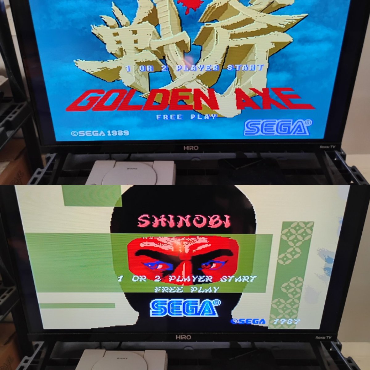 hkfilmnet's tweet image. Some early morning #sega #retrogaming with Golden Axe and Shinobi.  Fun games, but hard as a two dollar steak.