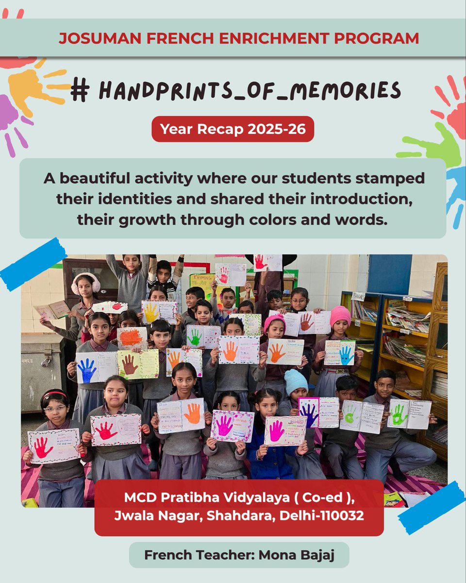 josumanfrench's tweet image. Not just an art, but an identity in every print !
Celebrating growth, expression, and young minds in bloom. @dcshahsouth @MCD_Delhi 

#CreativeLearning #SkillDevelopment