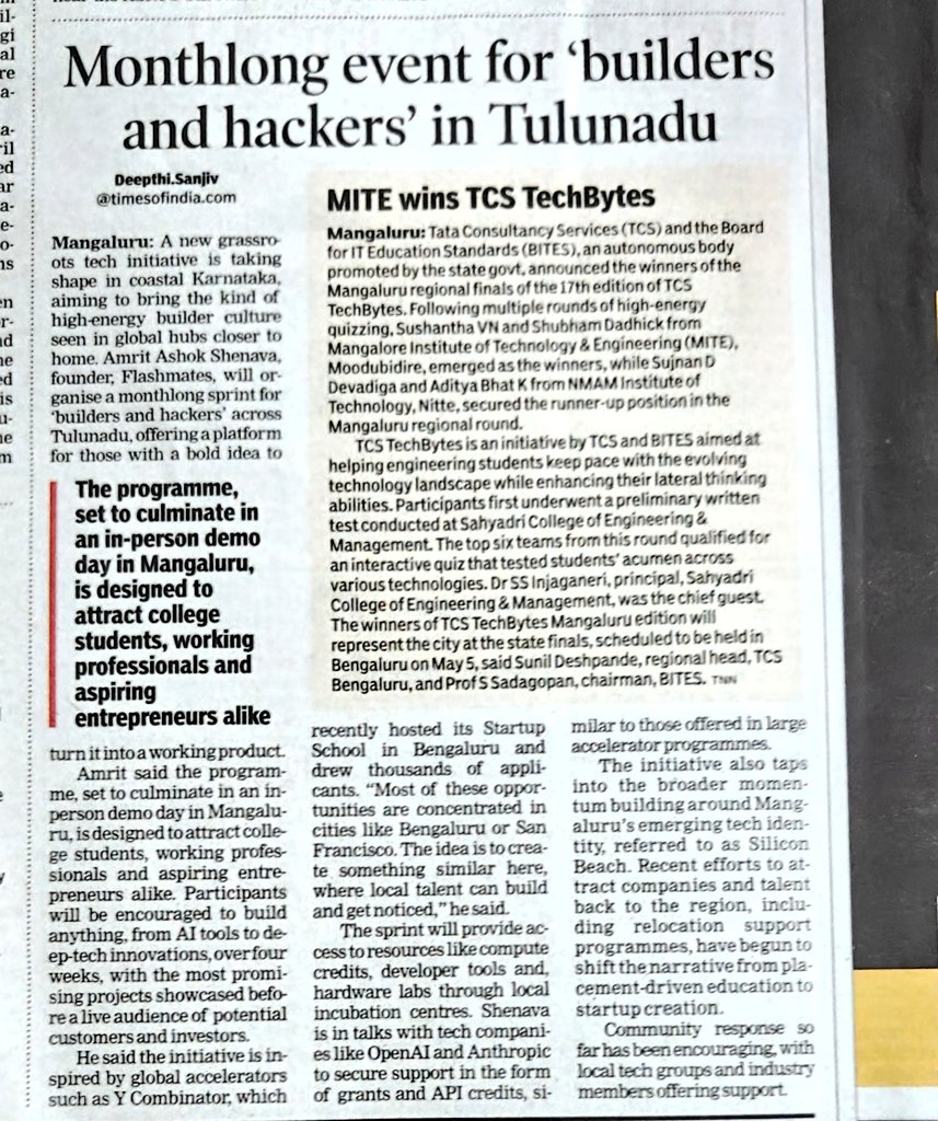 deepthisTOI's tweet image. Monthlong event for builders and hackers in #Tulunadu @0xastro98
 timesofindia.indiatimes.com/city/mangaluru…
Download the TOI app now:
timesofindia.onelink.me/mjFd/toisupers…