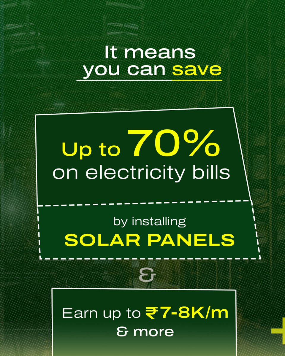 AdwinBattery's tweet image. Summer = Free Power Opportunity

India gets 12-14 hours of sunlight
→ Save up to 70% on electricity bills
→ Earn ₹7–8K/month from surplus power
→ Get ₹78,000 govt subsidy
Comment “SOLAR” for a free guide

#SolarIndia #SolarEnergy #RooftopSolar #RenewableEnergy #EnergySaving
