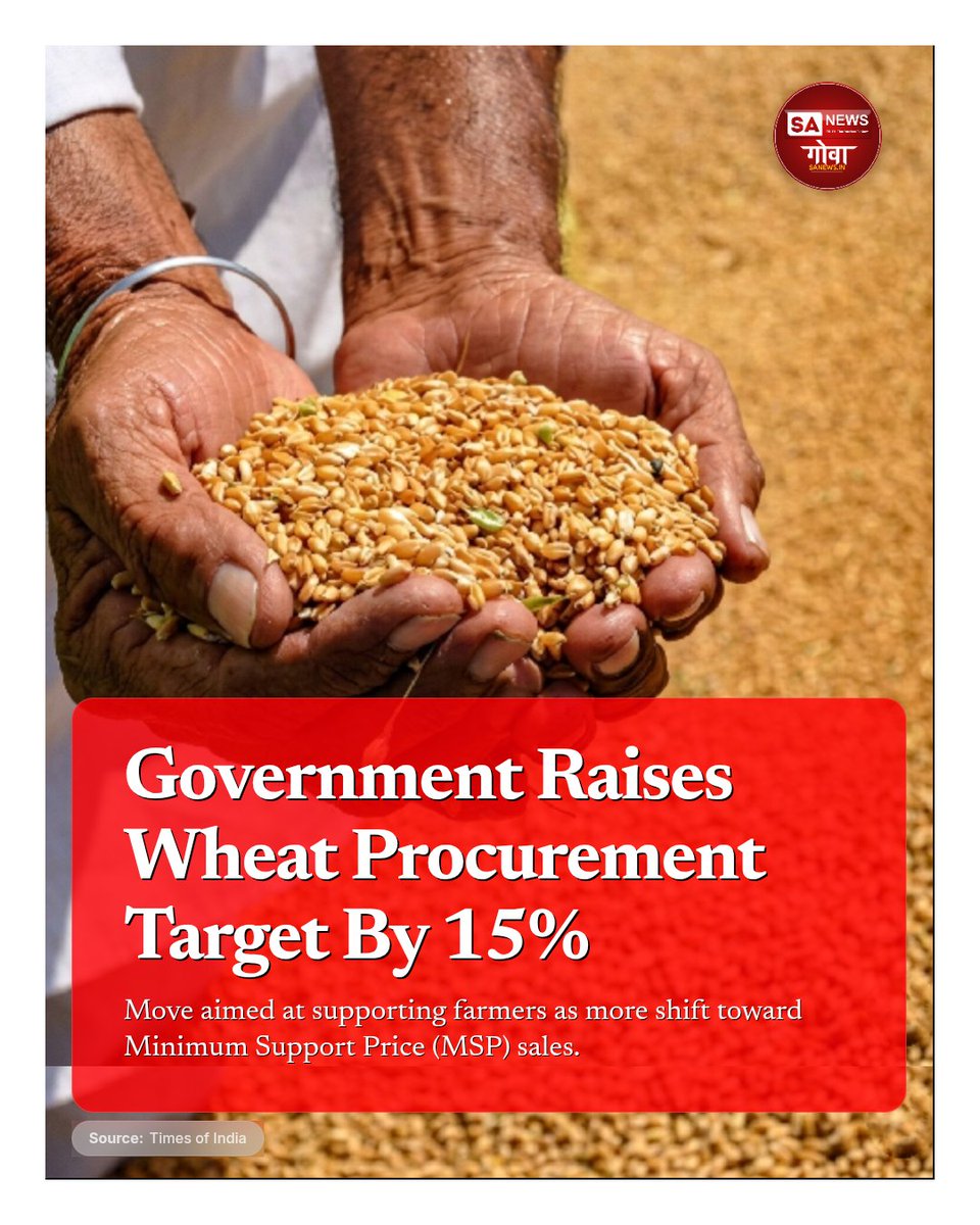 🚨 Government raises wheat procurement target by 15%

India increases wheat procurement as more farmers shift to MSP sales, aiming to boost food security and ensure stable incomes.

#India #Economy #Agriculture #Farmers #MSP #AgriNews