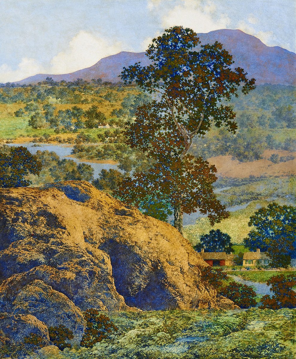ArtorOtherThing's tweet image. Maxfield Parrish - "New Hampshire Hills" (1932)