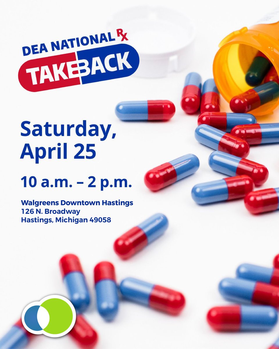 BarrySATF's tweet photo. Today is TakeBackDay it is a free event for communities nationwide to properly dispose of old and unneeded medications safely and anonymously. 

Today, from 10am-2pm bring those old and unneeded medications to the Walgreens in downtown Hastings. https://t.co/ewyzXnI89b