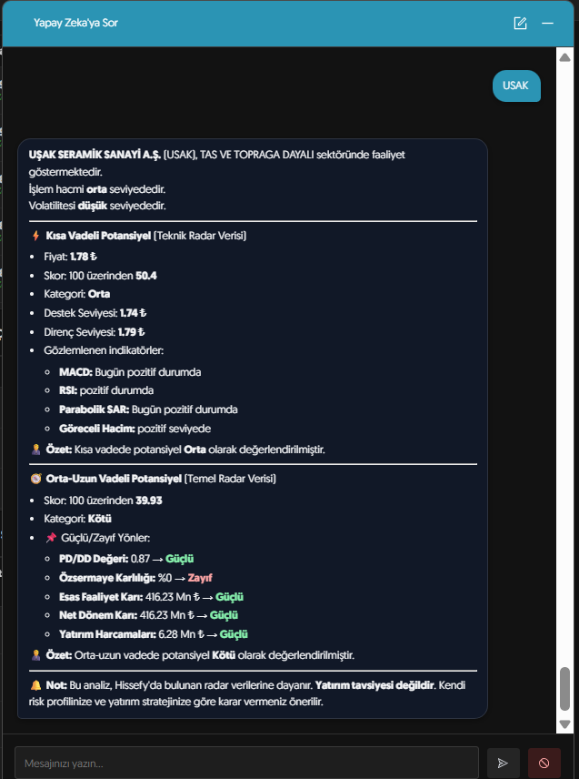 hissediyoruz's tweet image. #USAK talebi gelmiş..

hissefy.com üzerinden eğittiğim Yapay Zekamız PİRİ 'ye USAK hissesini sordum!

✅Destek &amp;amp; Direnç Seviyeleri
✅100 üzerinden Kısa Vade Skoru
✅100 üzerinden Uzun Vade Skoru
✅Kısa Vade için Öne Çıkan İndikatörler
✅Uzun Vade için Öne Çıkan