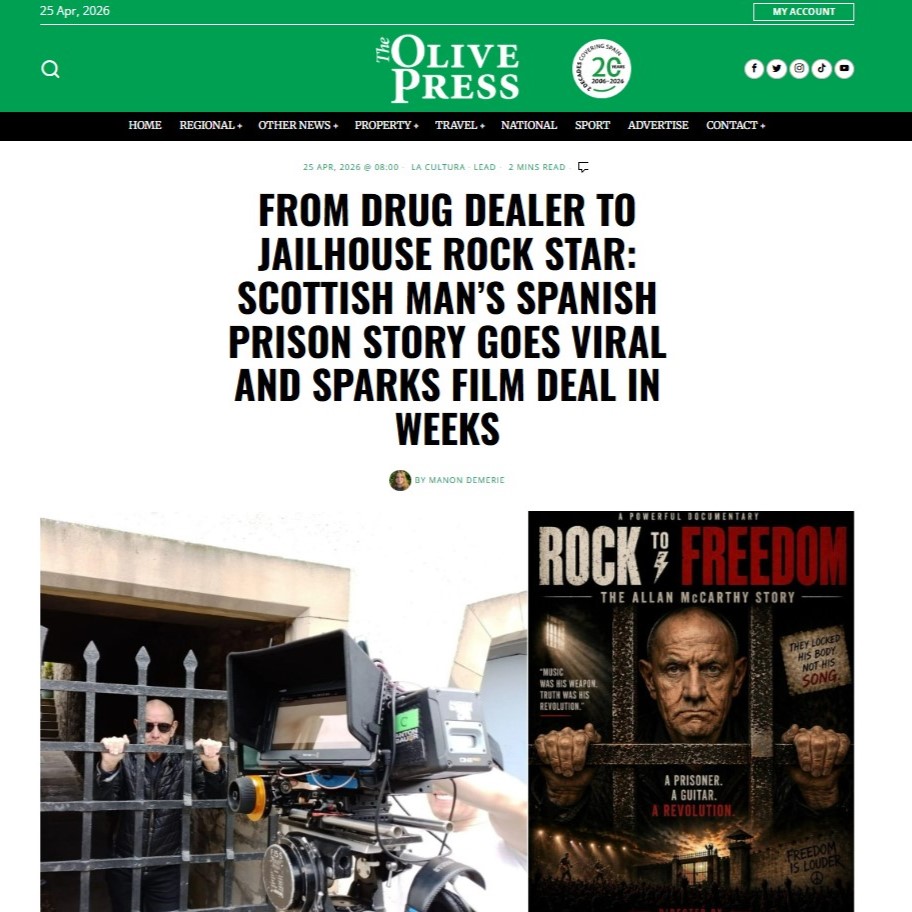 Today´s lead article in Spain´s <a href="/olivepress/">The Olive Press</a>  Newspaper by Manon Demerie is on "ROCK TO FREEDOM the documentary on the <a href="/AllanMcCarthy/">Allan McCarthy</a>  <a href="/Berlin90xxx/">Berlin90</a> <a href="/AllanMcCarthy15/">Allan McCarthy</a>  story. It will be brought to screen by Director <a href="/davidszucker58/">David S Zucker</a> , Presenter Dominique Mabille and Cameraman &amp;