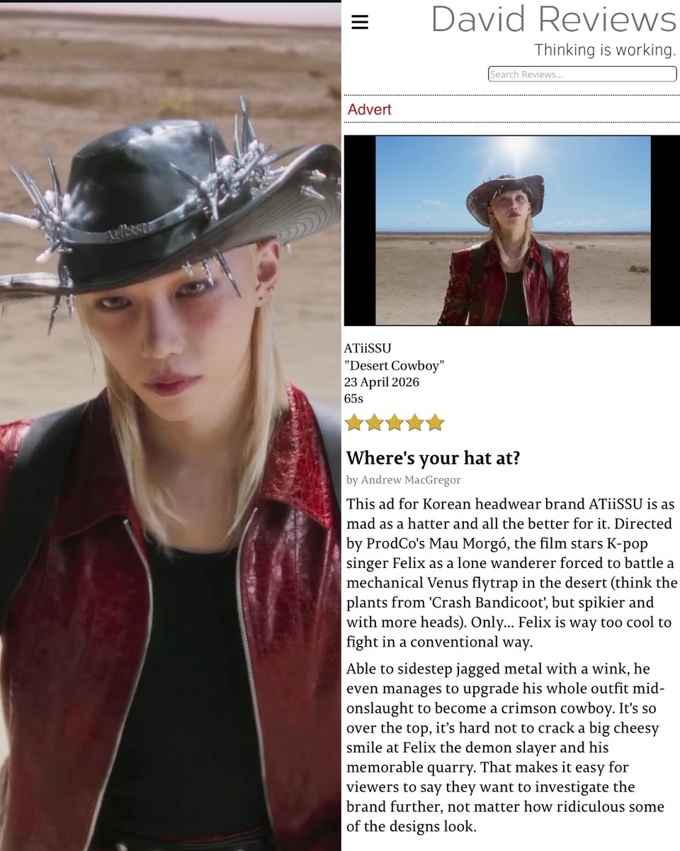 BbokRisma's tweet photo. #FELIX’s ATiiSSU campaign film received a 5-star review from David Reviews, a leading advertising industry resource

— Known as the UK’s go-to platform for tracking top TV commercials &amp; video content, the recognition highlights the campaign’s creative excellence and global impact https://t.co/LtHTzERr2U