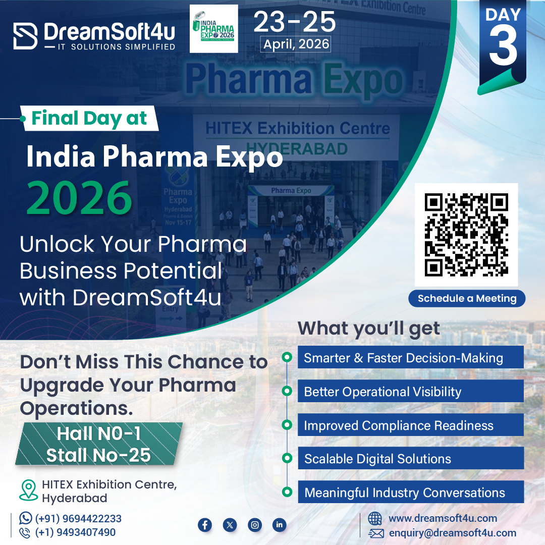 Dreamsoft4uPvt's tweet image. Final Day at @IndiaPharma2026 🚀

Last chance to connect with @Dreamsoft4uPvt.

Driving smarter pharma operations, compliance &amp;amp; scalable digital solutions.

Let’s connect before it wraps 🤝

#IndiaPharmaExpo2026 #PharmaTech #DigitalHealth