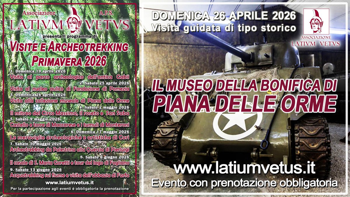 AssLatiumVetus's tweet photo. 📌 𝗗𝗼𝗺𝗲𝗻𝗶𝗰𝗮 𝟮𝟲 𝗮𝗽𝗿𝗶𝗹𝗲 𝟮𝟬𝟮𝟲 #Visita al museo di Piana delle Orme con @AssLatiumVetus 𝗣𝗥𝗘𝗡𝗢𝗧𝗔𝗧𝗜 𝗦𝗨𝗕𝗜𝗧𝗢 ➡️ https://t.co/5El8hYkHe7 #Latina #Bonifica #Novecento #SecondaGuerraMondiale #storia #cultura #lazio #visitlazio https://t.co/WS6AZWW4pQ