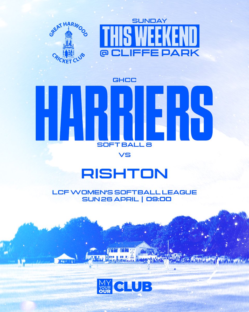 greatharwoodcc's tweet photo. This Weekend at @EvolveDocS Cliffe Park

Saturday 
12.30 3rd XI B take on @WalsdenCC 
12.30 3rd XI A travel to @LCC1839 

Sunday
9.00 Harriers take on @Rishtoncc 
12.30 2nd XI vs @AccringtonCC 
12.30 1st XI travel to @AccringtonCC https://t.co/iscXAXJVux