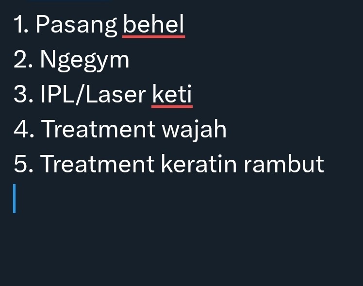 {Mu} girls jadi aku tuh pengen ngelakuin ini semua, tapi mungkin dilakuin secara bertahap dulu krn uangnya jg ga banyak😭. Yg diduluin mana dulu ya, apa ngegym dulu soalnya aku kaum jompo😭  boleh minta saran?