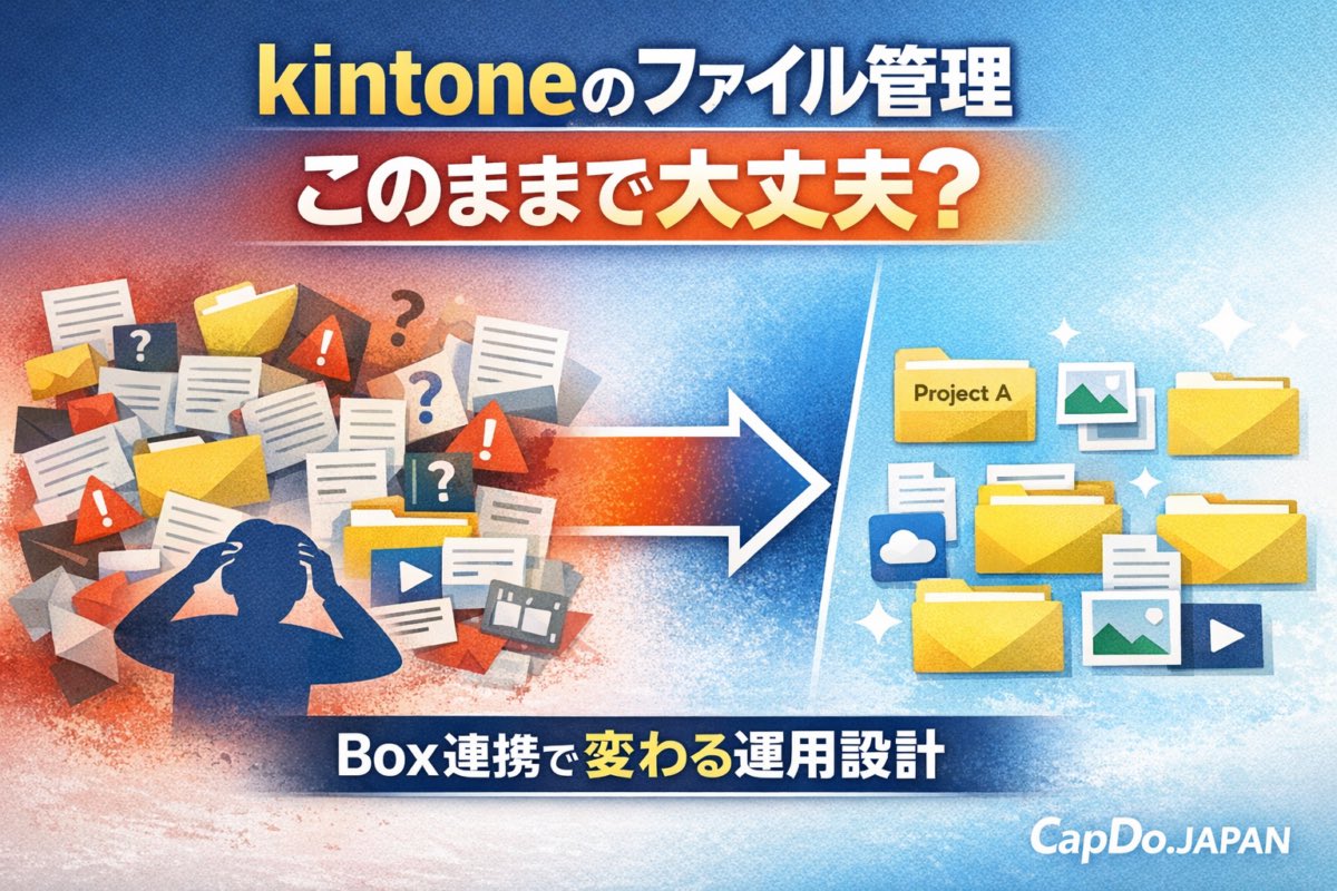 【kintone × Box】

サイボウズkintoneとBox連携の最適解とは？ファイル管理の課題から考える“これからの業務設計”

capdo-jp.com/box-file-manag…