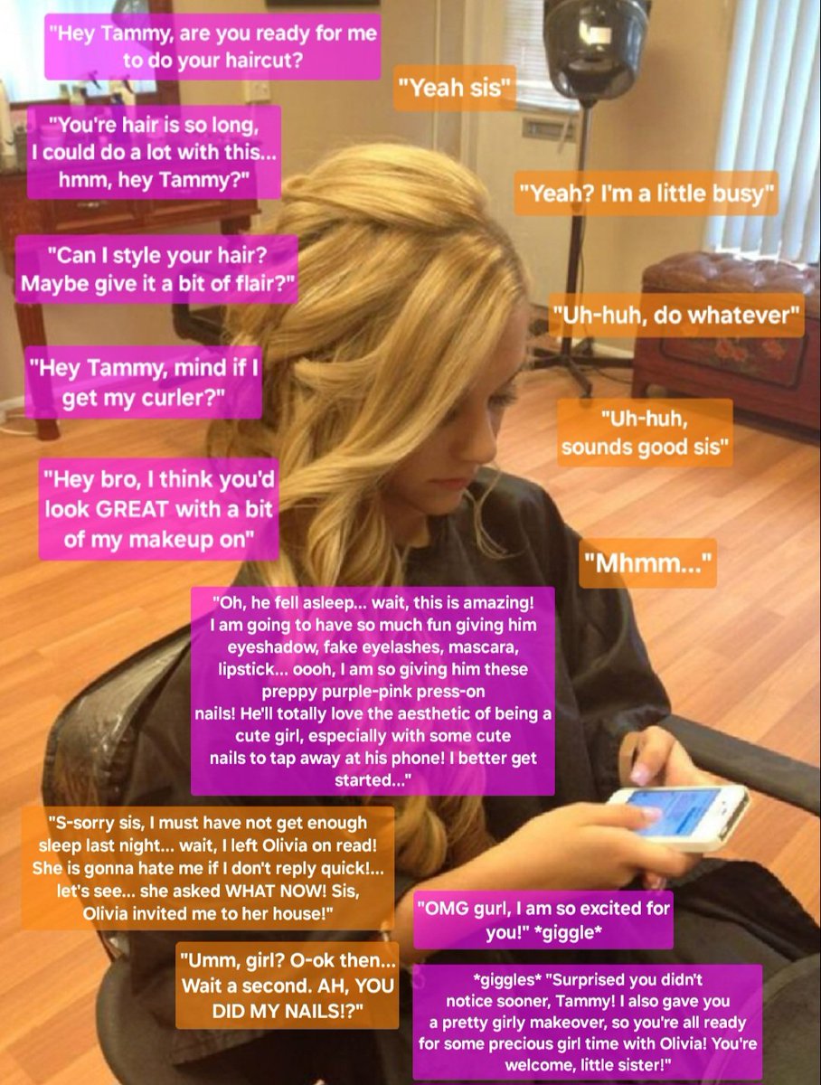 TammyLovisa101's tweet image. #makeover #sister #makeup #hair #stylist #feminized #cute #pretty #girl #girly #sissy #surprise #crossdressing #captions #curler #nails
