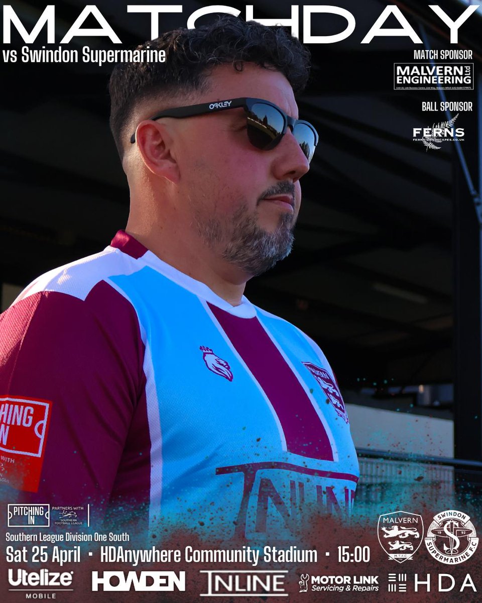 MalvernTown1946's tweet photo. ⚽️MATCH DAY | Join us this afternoon 🆚 Swindon Supermarine

🕒 3pm
📍 HDA Community Stadium WR14 2EQ
🎟️£10 (adults) | £7 (over-60s/students with valid ID) | U16s FREE with paying adult
🍻Food & Drink
📘Printed Matchday Programme
📺Villa live from 12.30pm
👕Wear your colours

#MakingMalvernProud