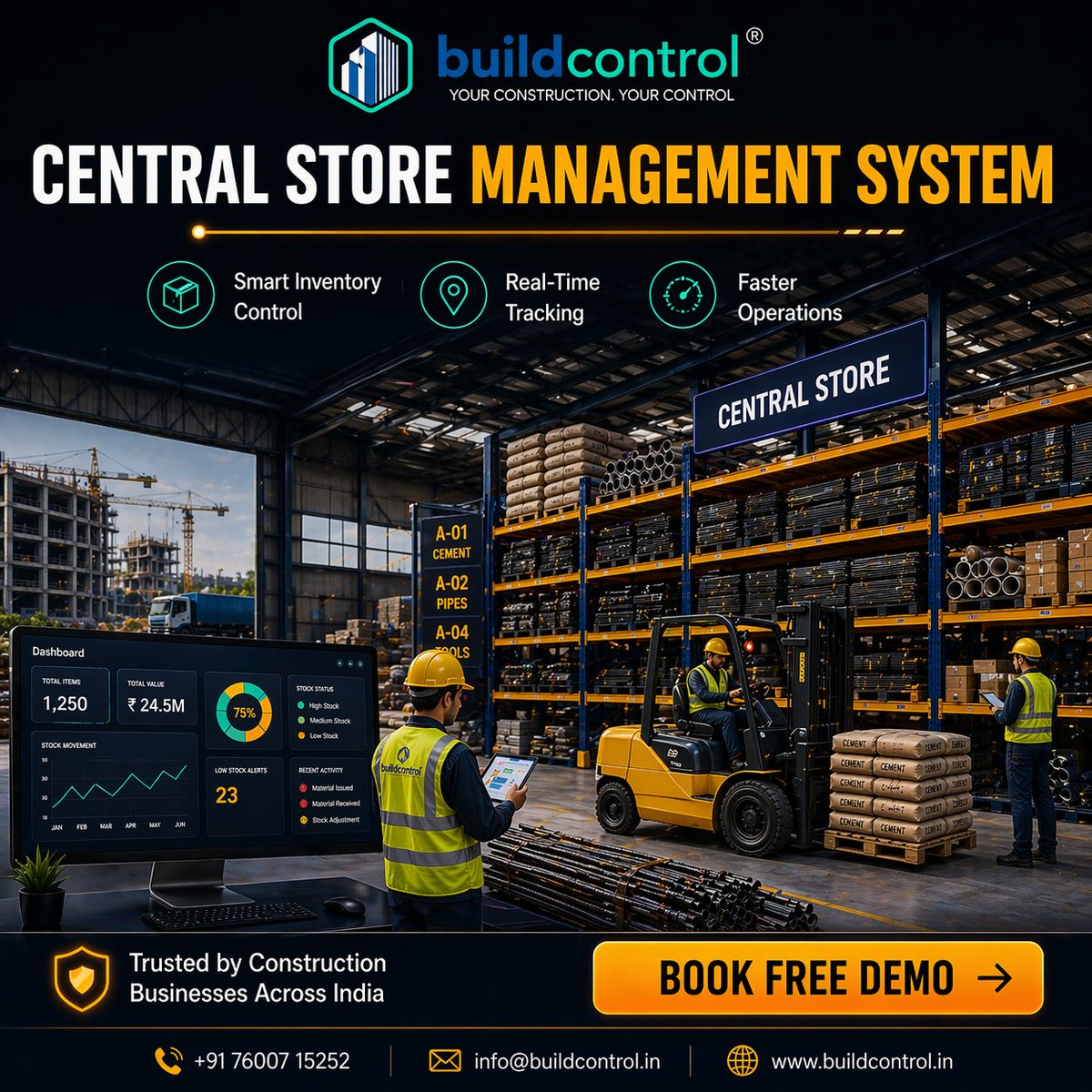 buildcontrolapp's tweet image. 🏗️ Stop material delays &amp;amp; stock confusion on site.

Manage your Central Store smarter with buildcontrol. 📦

🌐 buildcontrol.in
📞 +91 76007 15252
📩 info@buildcontrol.i

DM for Demo 🚀
#buildcontrol #Construction #InventoryManagement