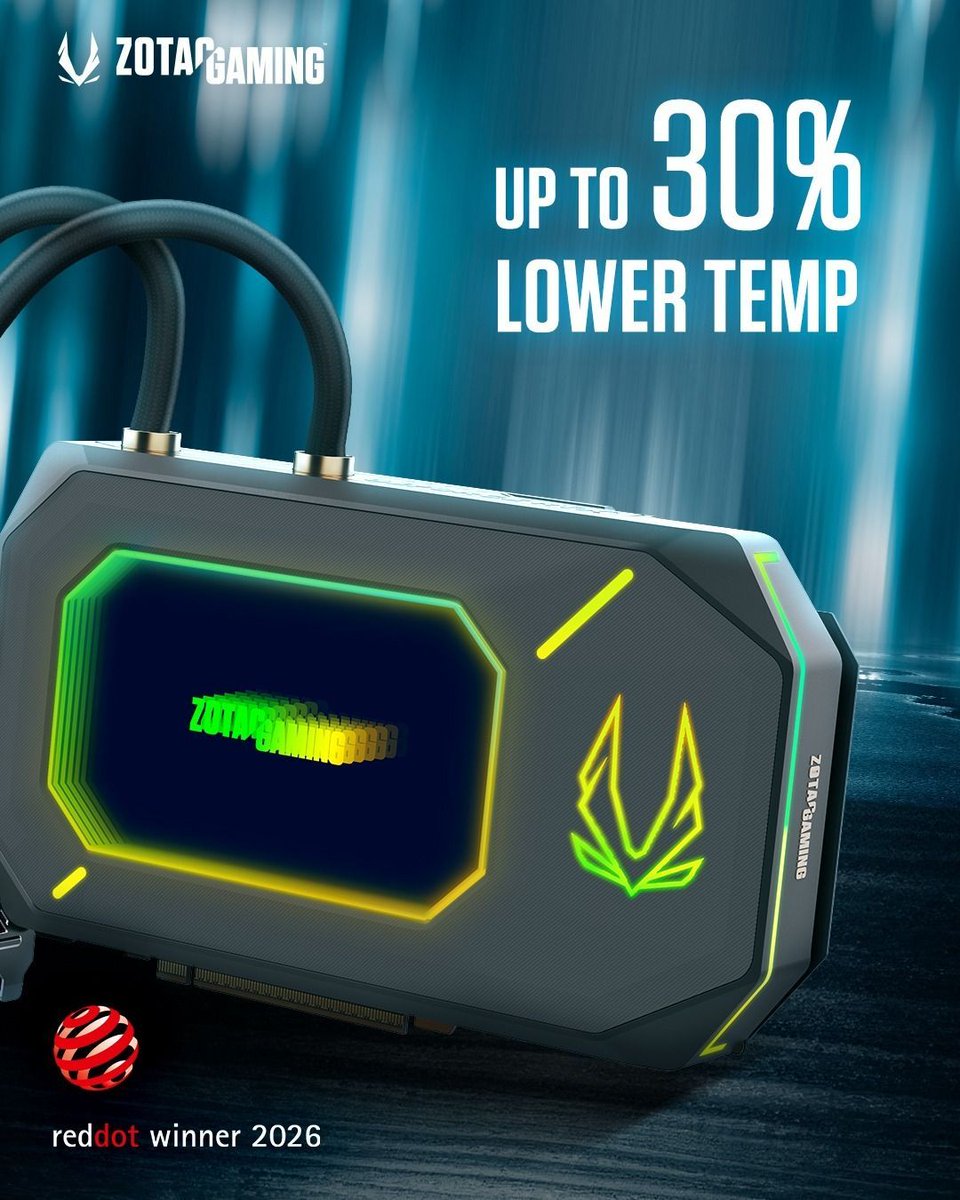 ZotacPoland's tweet image. Doskonałość, nagrodzona. 🏆
Z dumą ogłaszamy, że chłodzenie ZOTAC GAMING GeForce RTX 5090 ArcticStorm AIO zdobyło nagrodę Red Dot Award.

Moc nigdy nie wyglądała tak efektownie. ❄️

#ZOTACGAMING #ZOTAC #RTX5090 #ArticStormAIO #RedDotAward