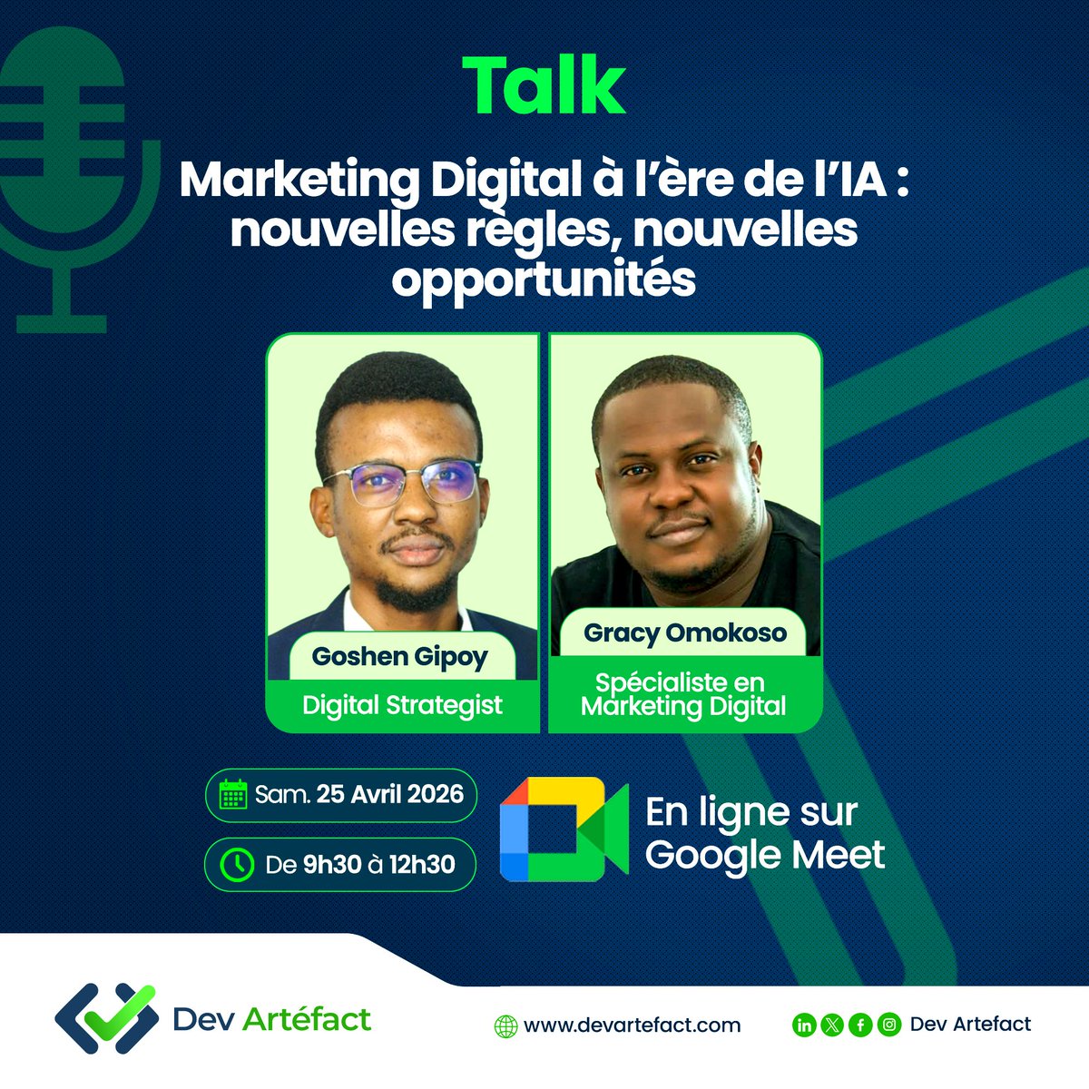 dev_artefact's tweet photo. Rejoignez-nous à 09h30’

Cet événement vous aidera à comprendre comment, même seul, vous pouvez mettre en place une stratégie de marketing digital...

C’est gratuit.

📍 Sur Google Meet

🔗 Lien de l’événement :
https://t.co/yEs8CMBWjZ

#ia #ai #marketing #digital #stratégie https://t.co/rmGGkLbFrZ