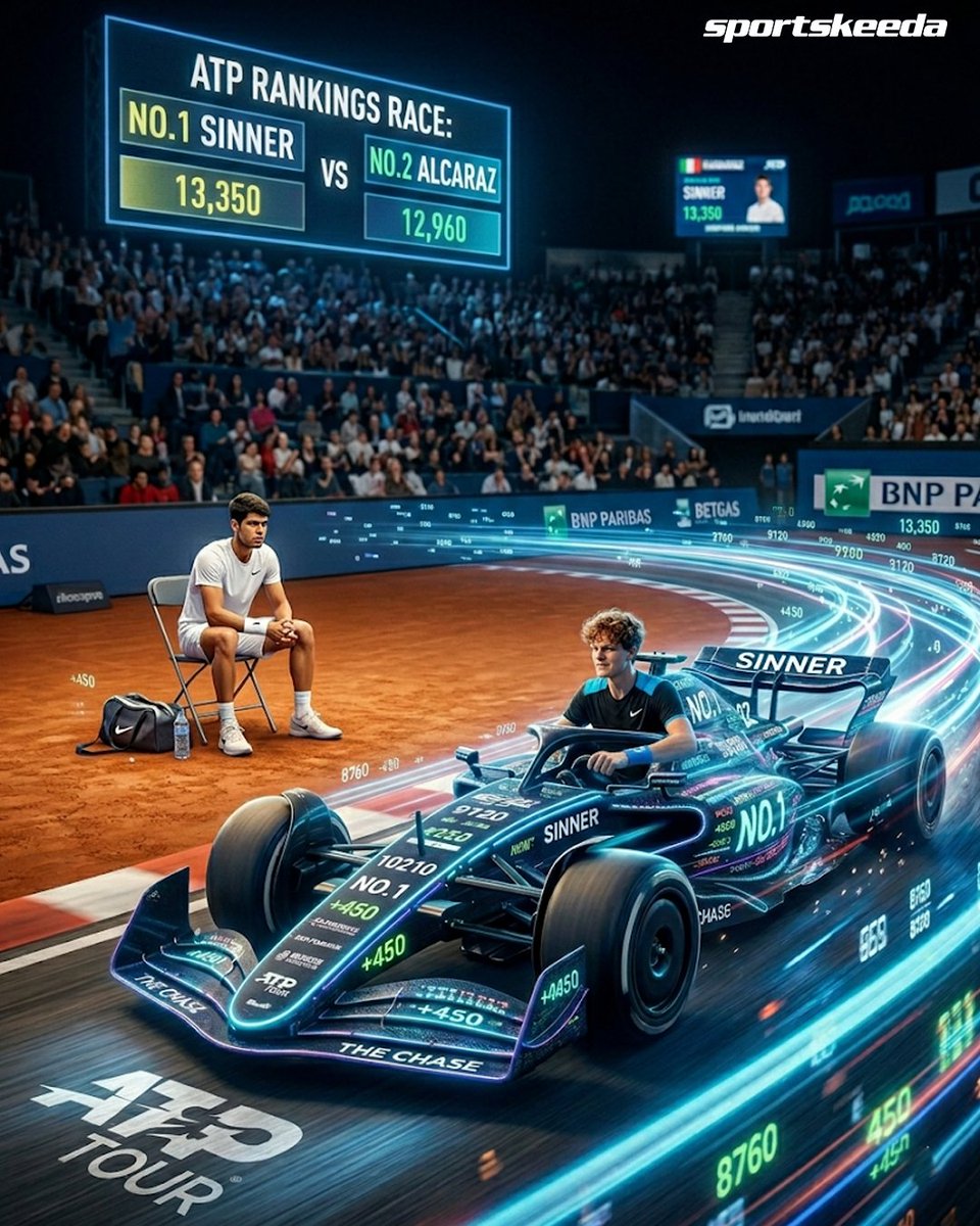 SK__Tennis's tweet image. With Carlos Alcaraz out of Rome and Roland Garros, how far ahead will Jannik Sinner reach in the points race? 👀🏎️

#skt #janniksinner #carlosalcaraz